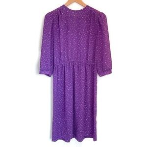 Vintage Purple Botanical Print Midi Dress‎ - 70s, 80s - Alison Peters